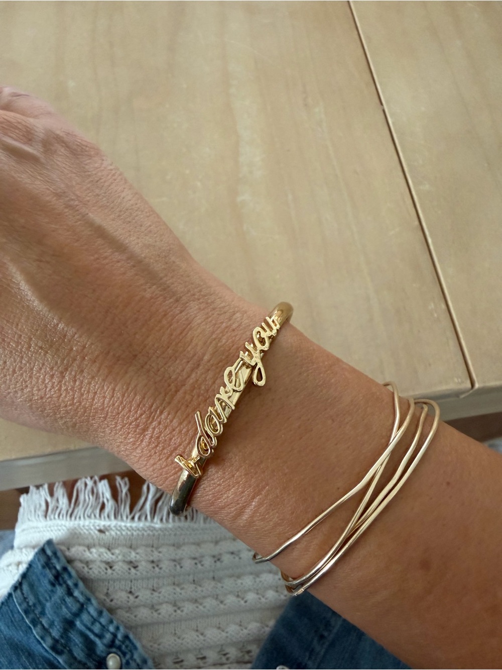 kate spade Gold "I dare you" Script Bangle - Picture 2 of 3